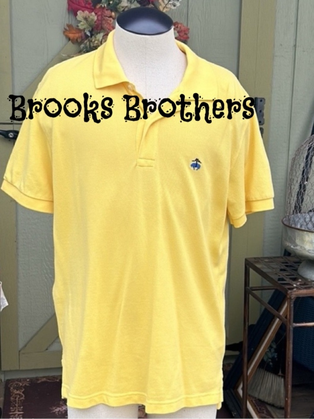 Brooks Brothers Yellow Cotton Collared Short Sleeve Button Polo Shirt